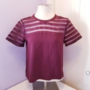 NWOT Burgundy box cut statement top